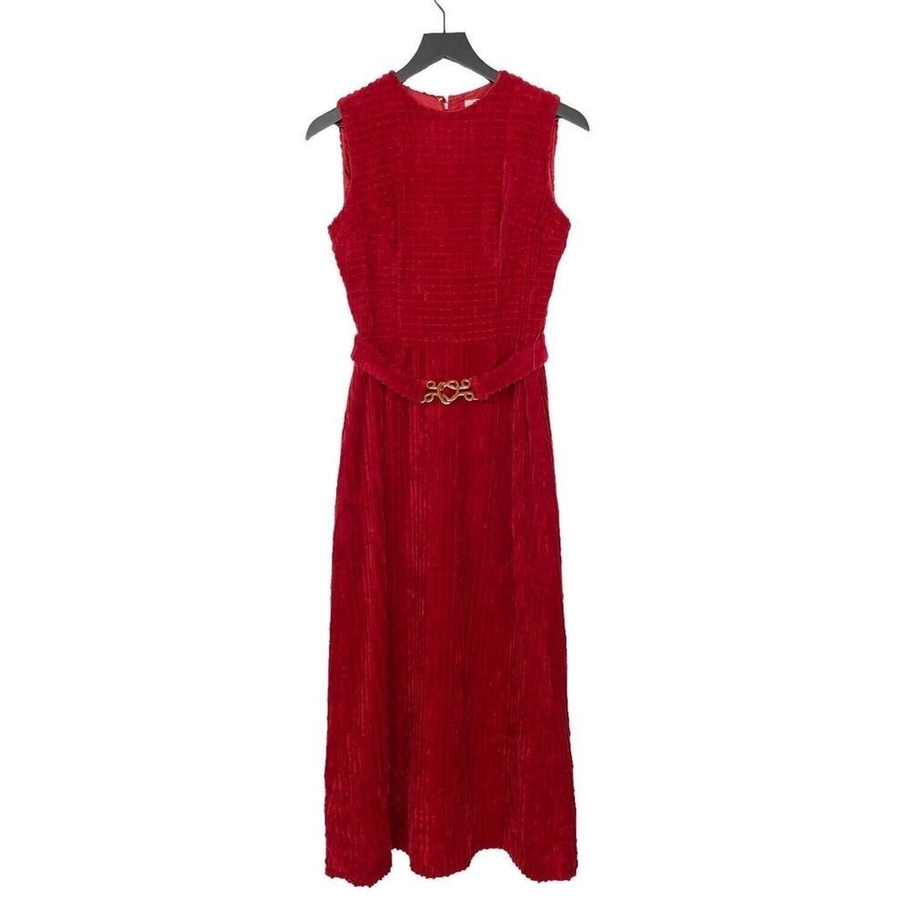 Vintage Lanz Originals Red Corduroy‎ Midi Dress Womens Small